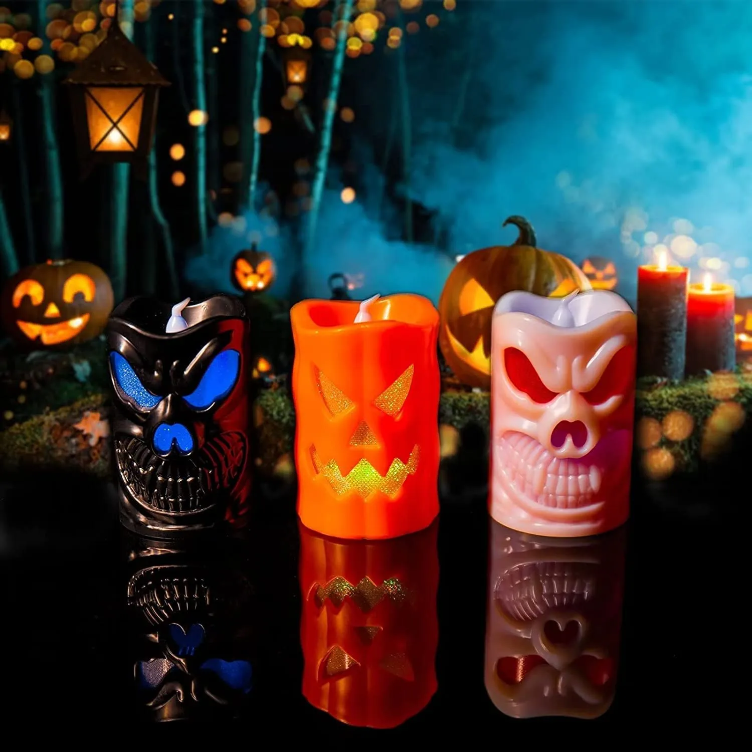 PS Pumpkin Skull Happy Halloween Theme Ghost Skull Little Devil Pumpkin Haloween Decorations 3 PCS Set