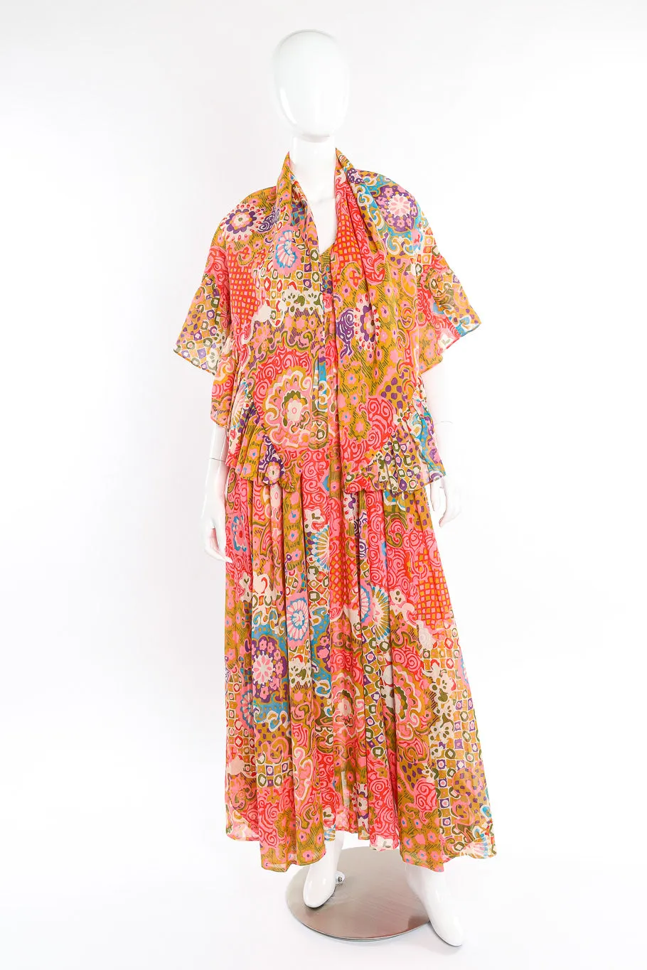 Psychedelic Maxi Dress With Shawl