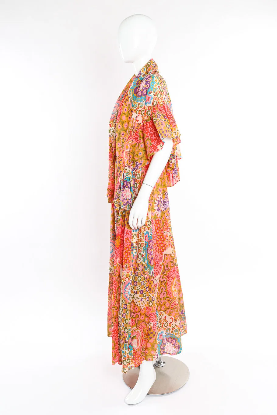 Psychedelic Maxi Dress With Shawl