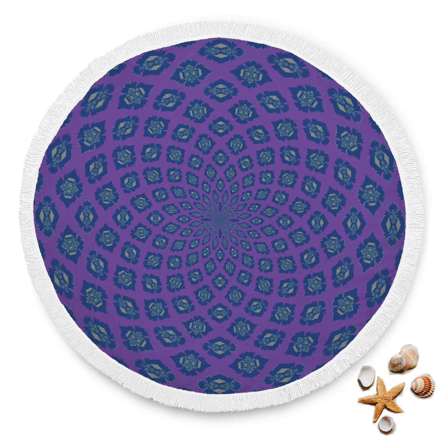 Purple Flower Pattern Beach Blanket