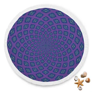 Purple Flower Pattern Beach Blanket