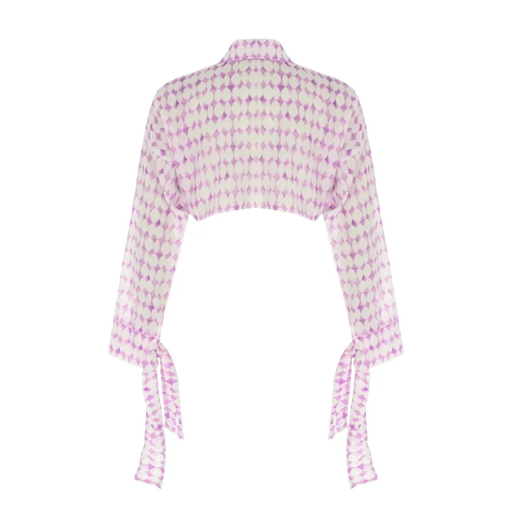 Purple Patterned Crop Shirt