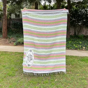 "Faith" - Lime/Grey Throw - Falza Mexican Blanket - Wholesale