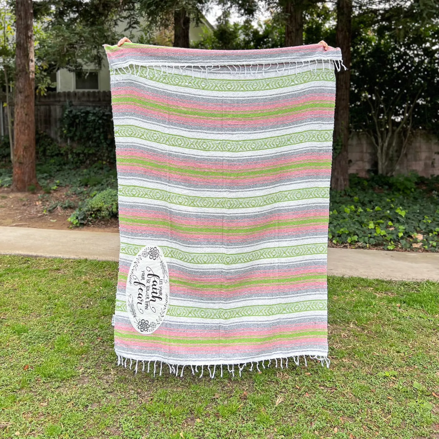 "Faith" - Lime/Grey Throw - Falza Mexican Blanket - Wholesale