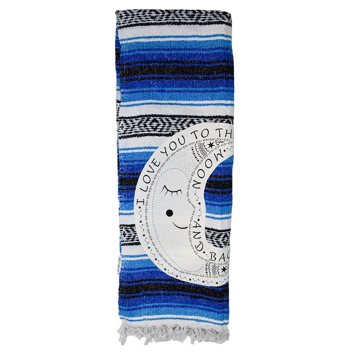 "I Love You to the Moon" - Blue Throw - Falza Mexican Blanket