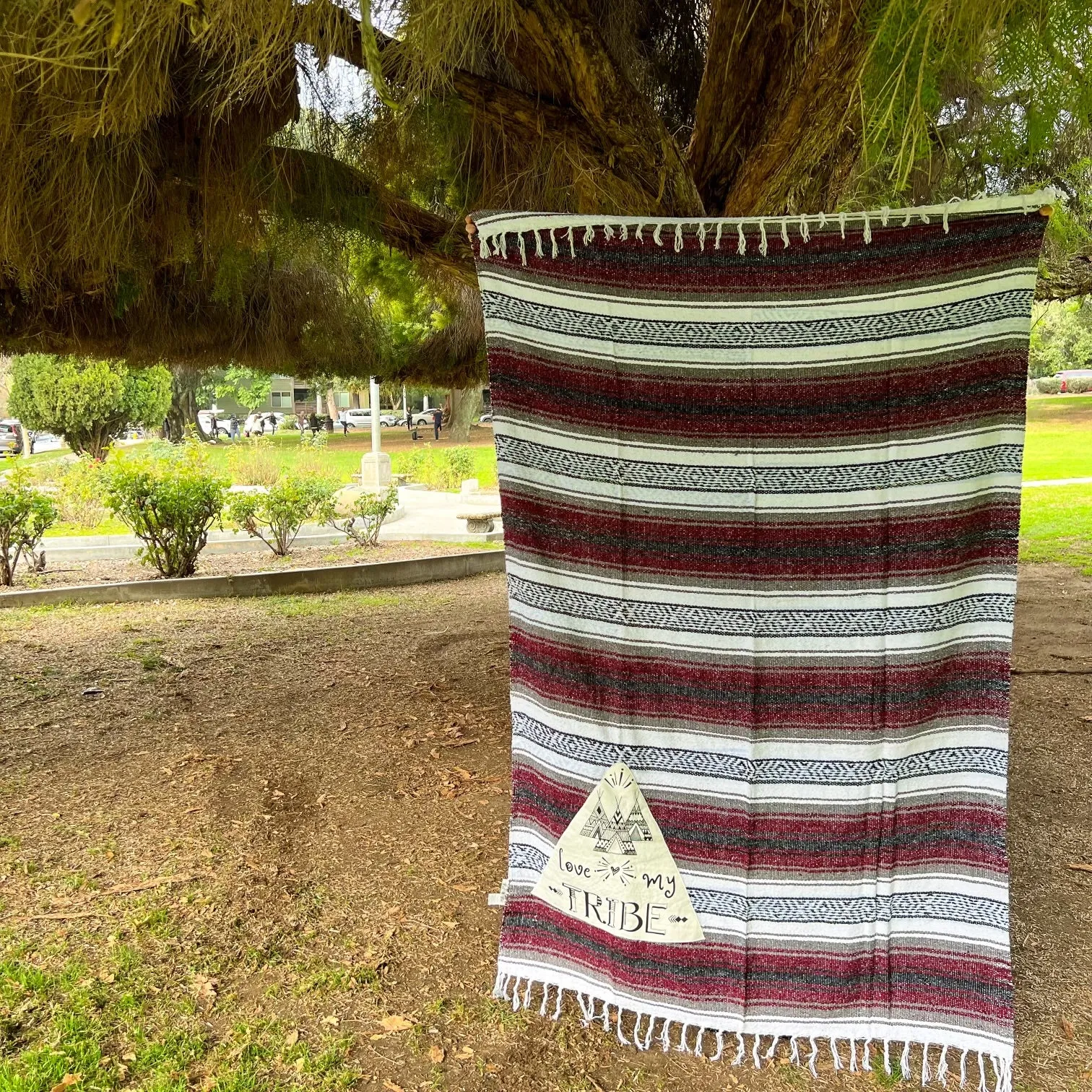 "Love My Tribe" - Burgundy Throw - Falza Mexican Blanket