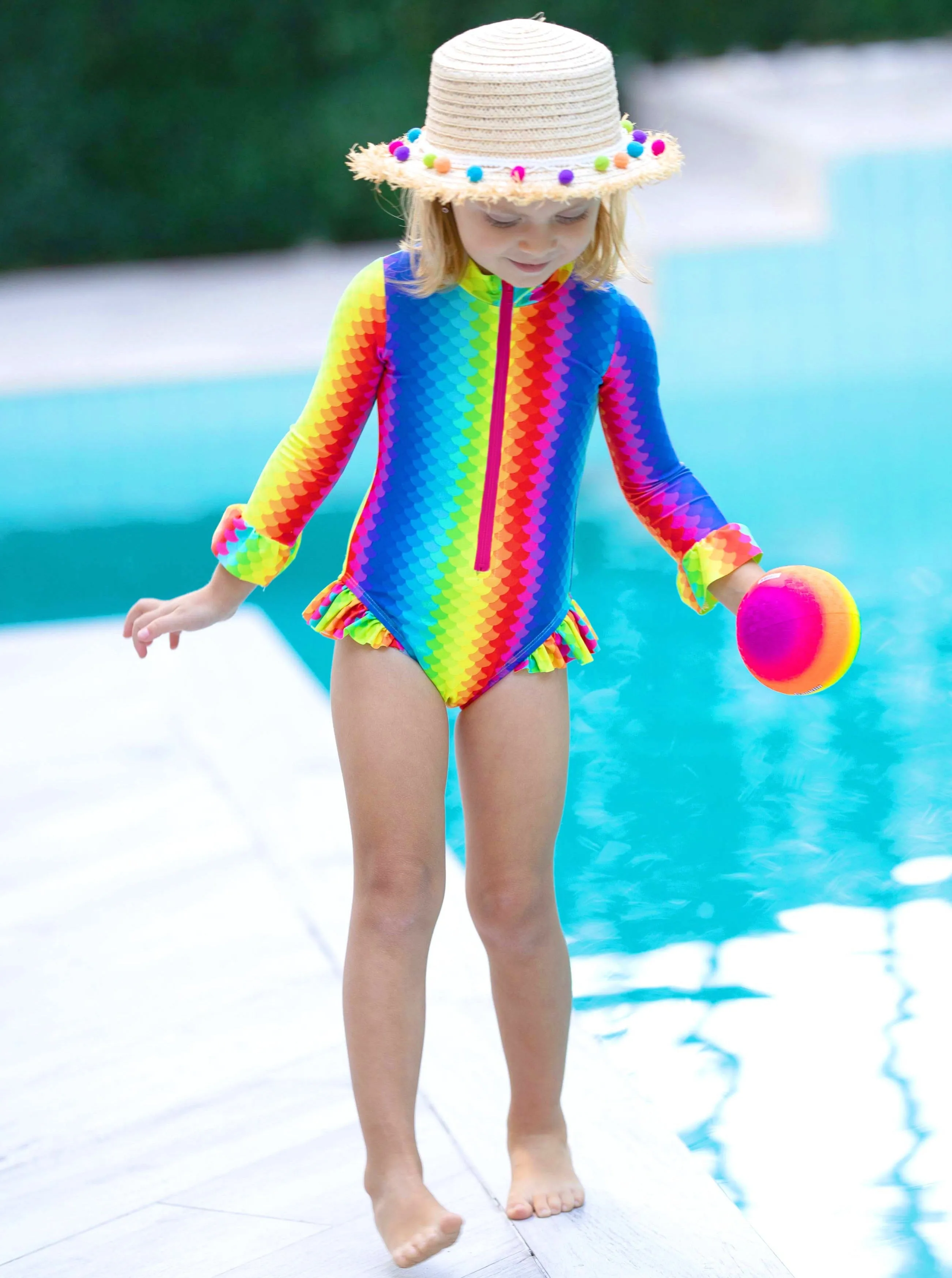 Rainbow Fish One Rash Guard Piece Swimsuit