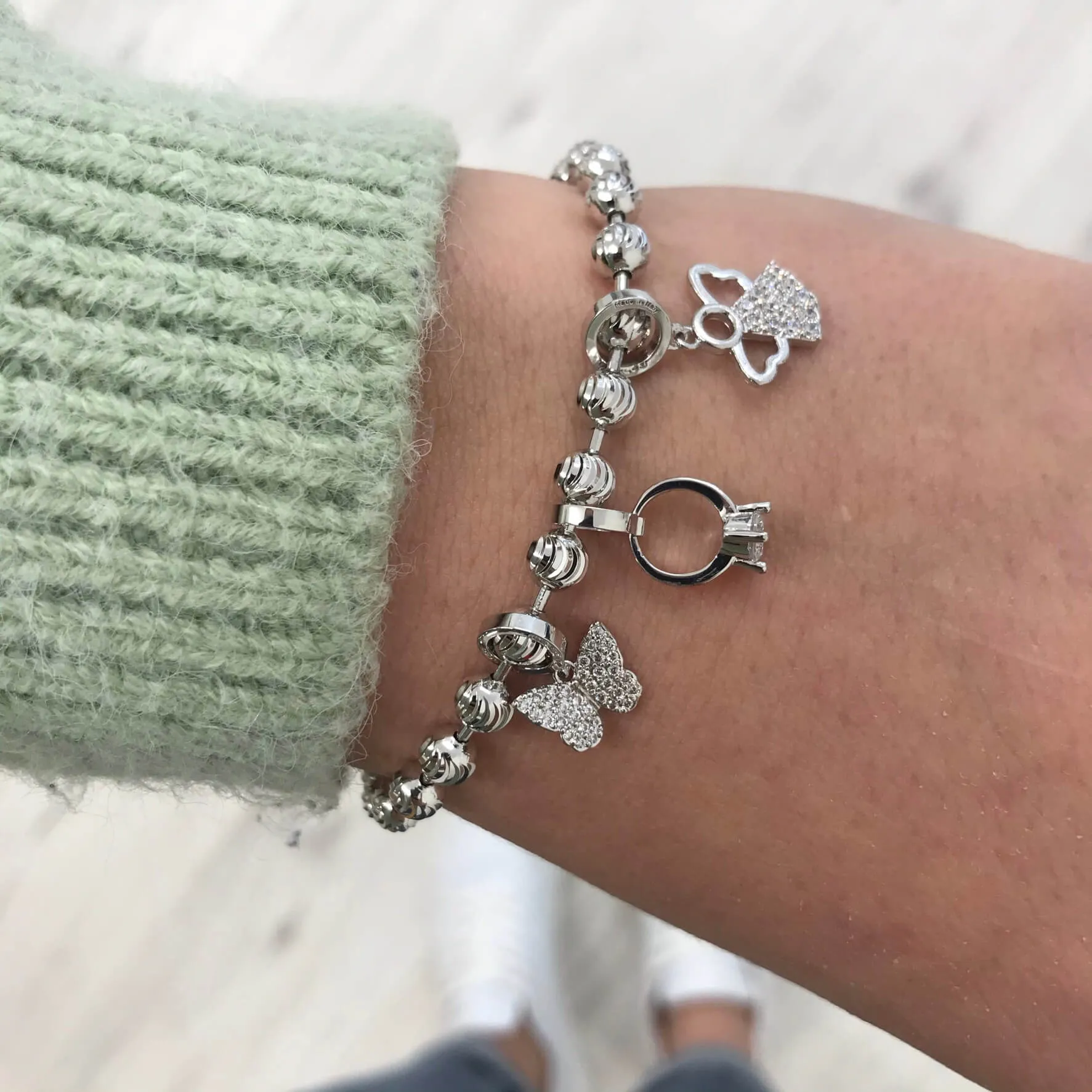 Rebecca My World Diamond Cut Silver Bracelet