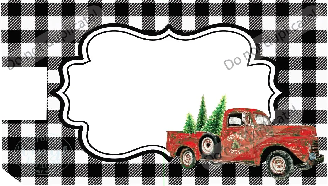 Red Christmas Truck on Plaid Mailbox Cover