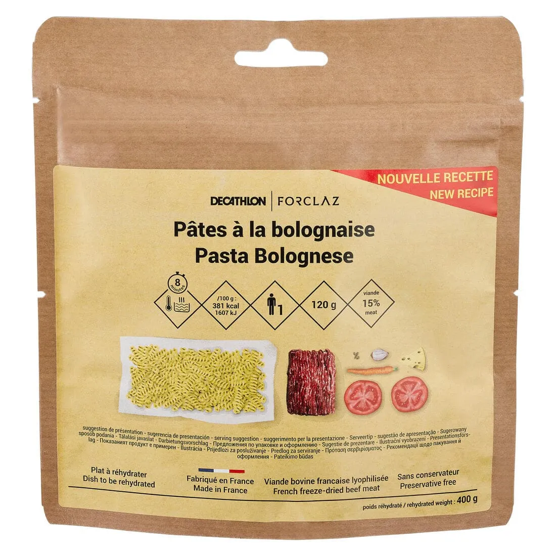 Repas déshydraté lyophilisé - Pâtes à la bolognaise - 120g