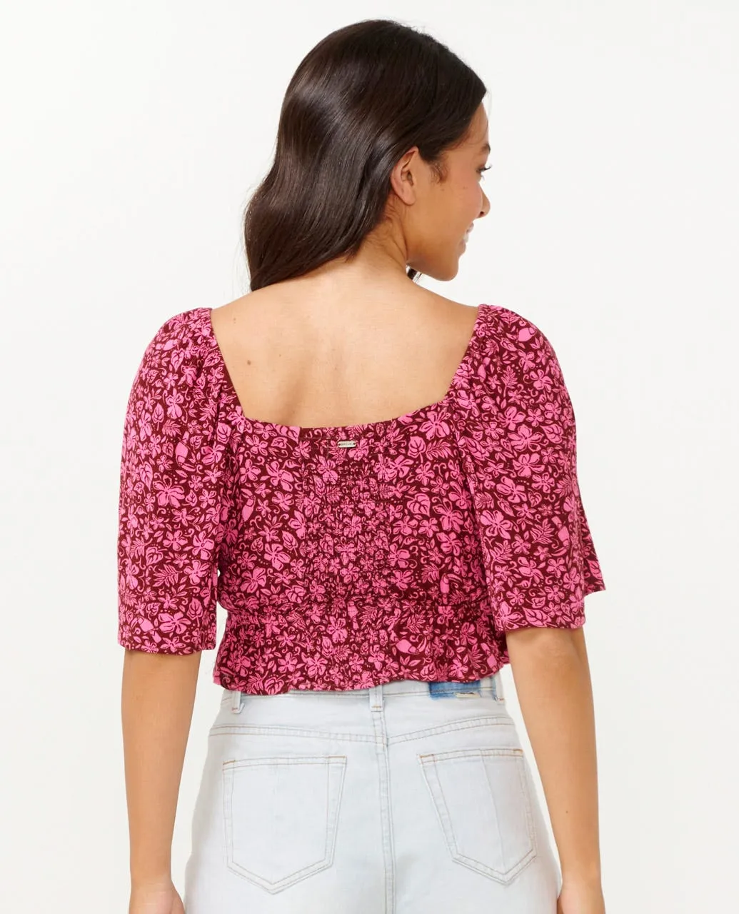 RIP CURL BEACH PARTY S/S TOP - HOT PINK