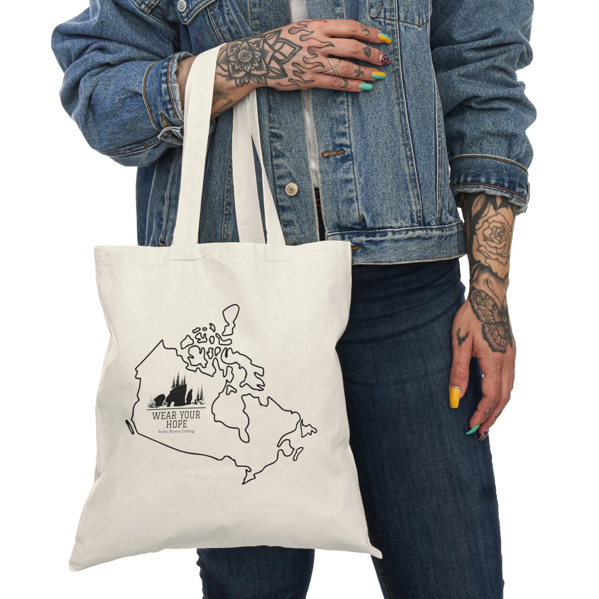 Rocky Shores Canadian Map Natural Tote Bag