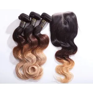 Russian Bodywave Ombre 3 pcs Bundle & Lace Closure Deal