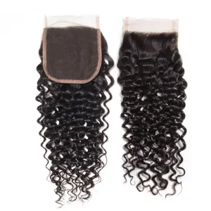 Sdamey 4x4 Lace Closure Brazilian Water Wave Human Hair Closure Lace Hair Extensions