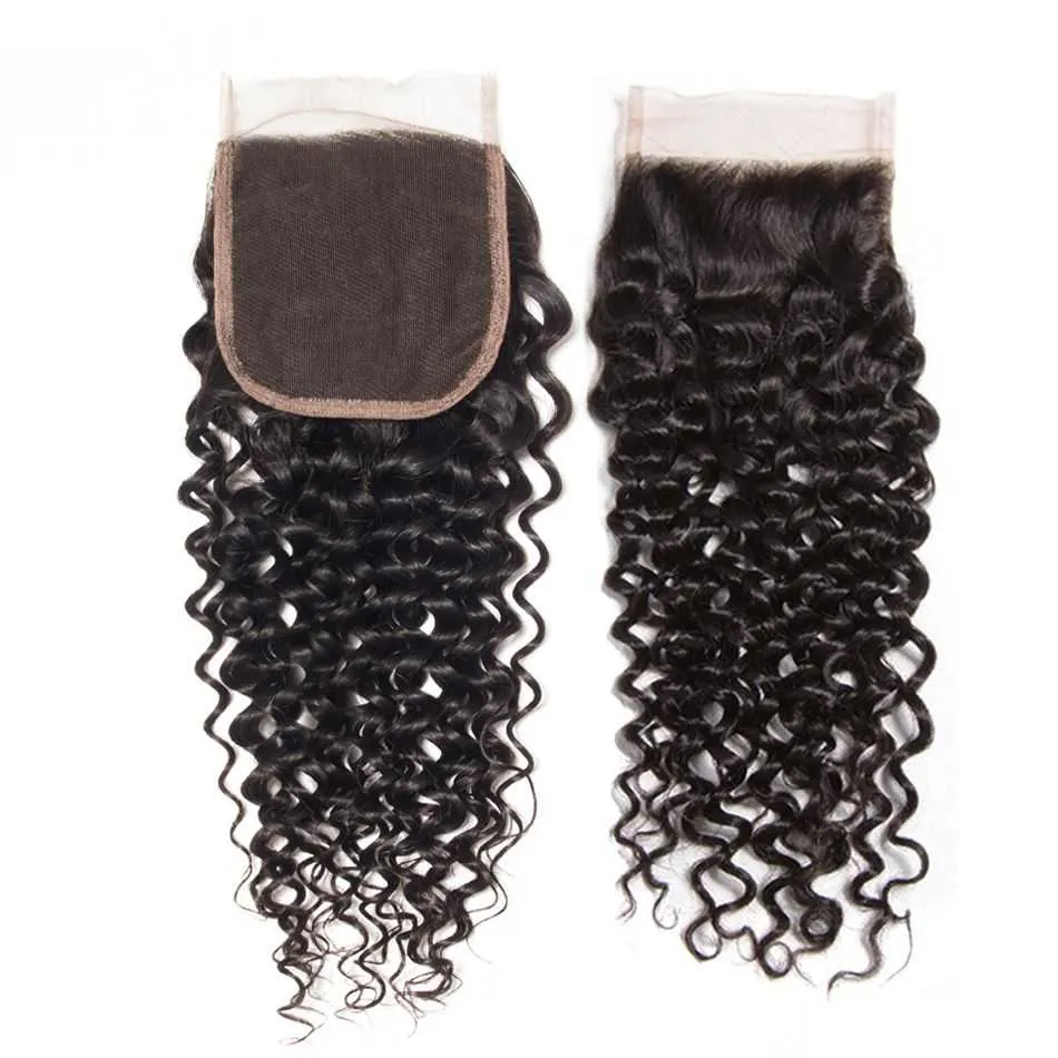 Sdamey 4x4 Lace Closure Brazilian Water Wave Human Hair Closure Lace Hair Extensions