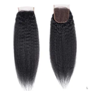 Sdamey Brazilian Kinky Straight Human Hair 4X4 Lace Closure