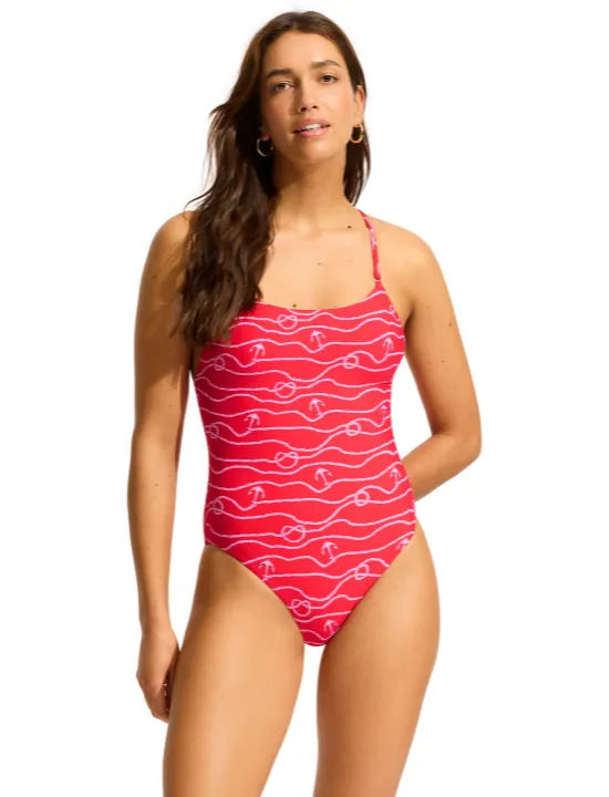 SEAFOLLY- WOMEN'S ONE PIECE SET SAIL SCOOP NECK SWIMSUIT