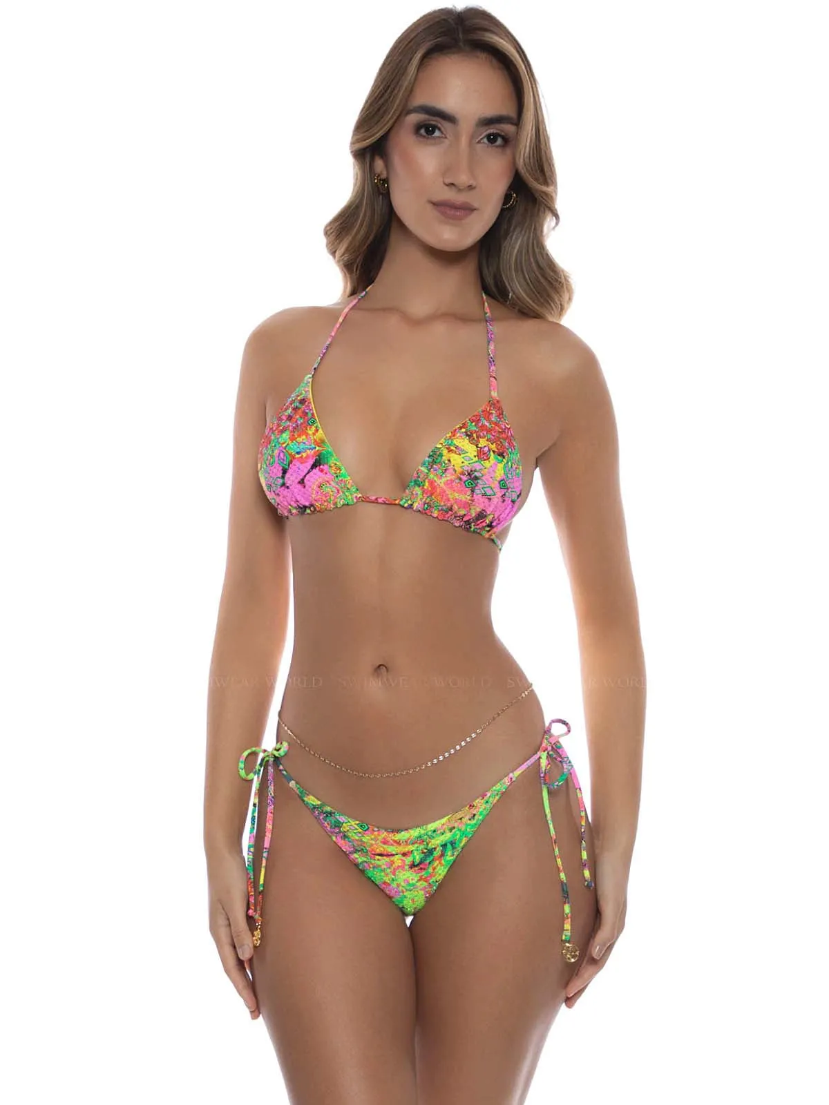 Seamless Reversible Triangle-Seamless Reversible Wavy Tie Side Bikini