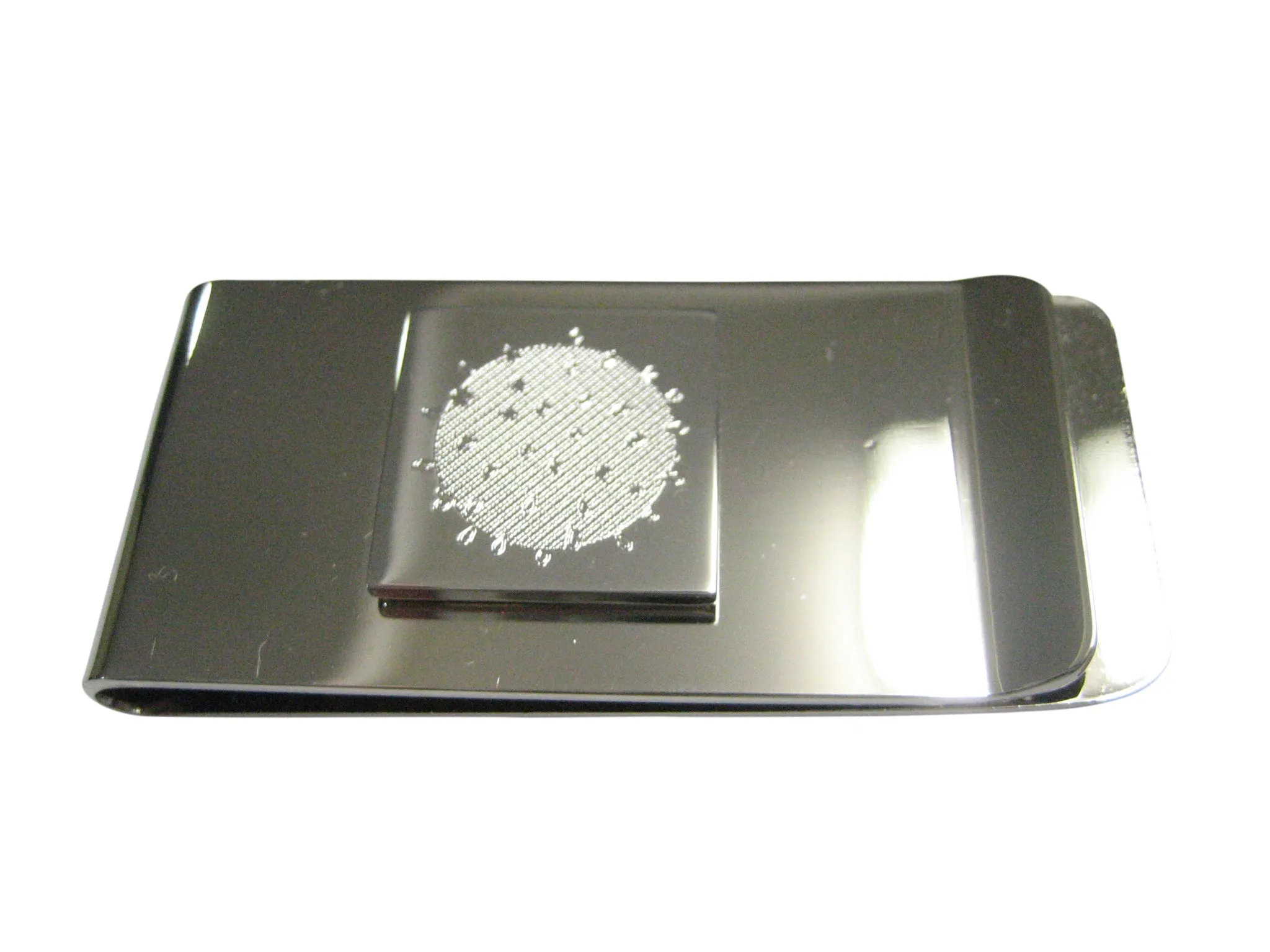 Silver Toned Etched Enveloped Virus Money Clip