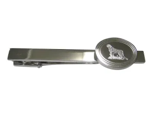 Silver Toned Etched Oval Cheetah Tie Clip