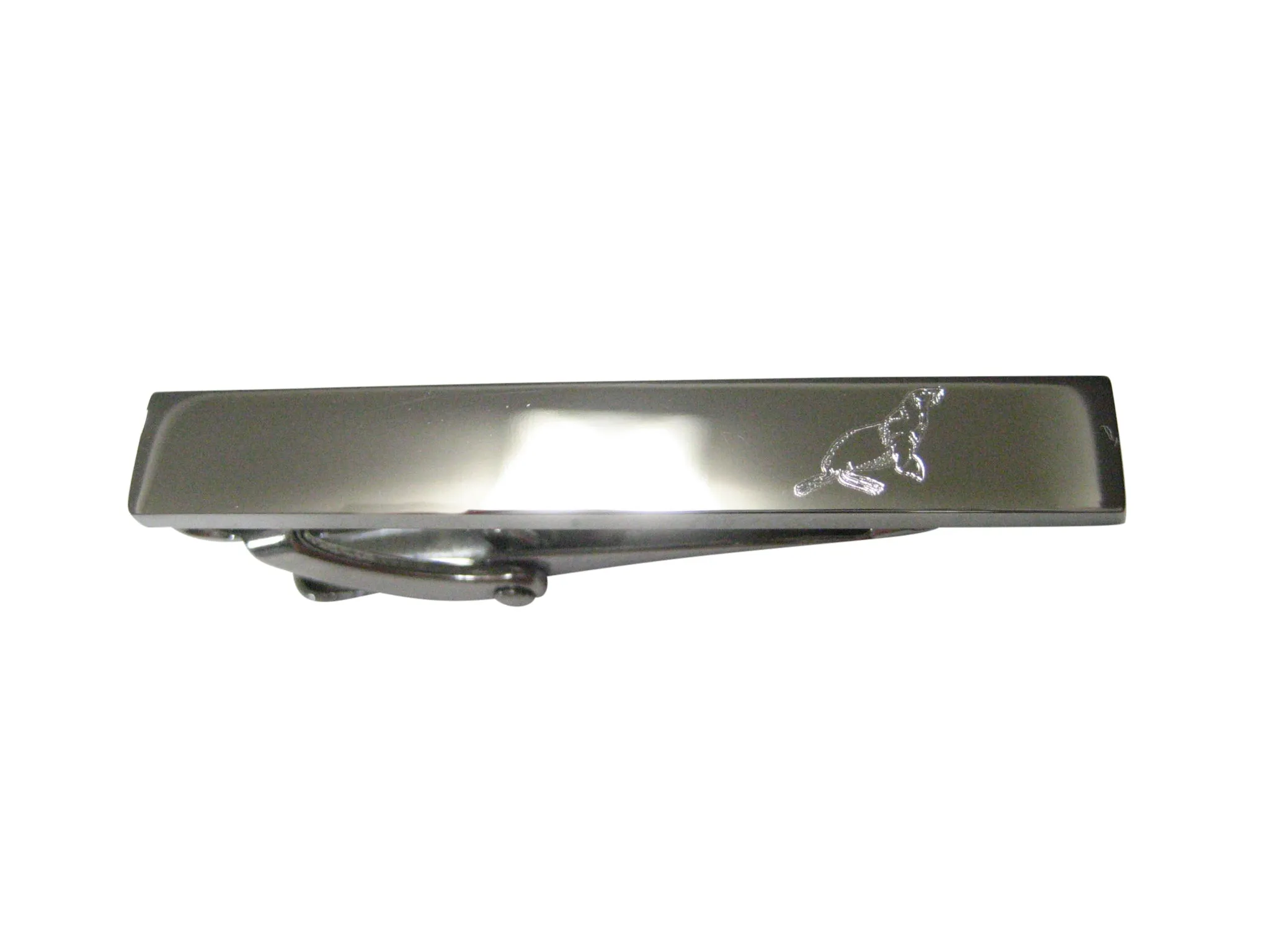 Silver Toned Etched Sea Lion Skinny Tie Clip