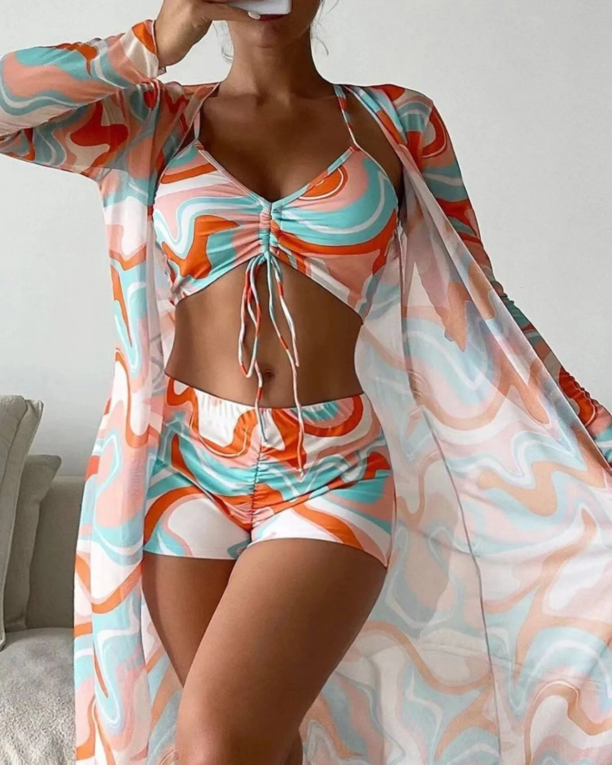 SLIM® TriFlex Geometric Swimsuit Set