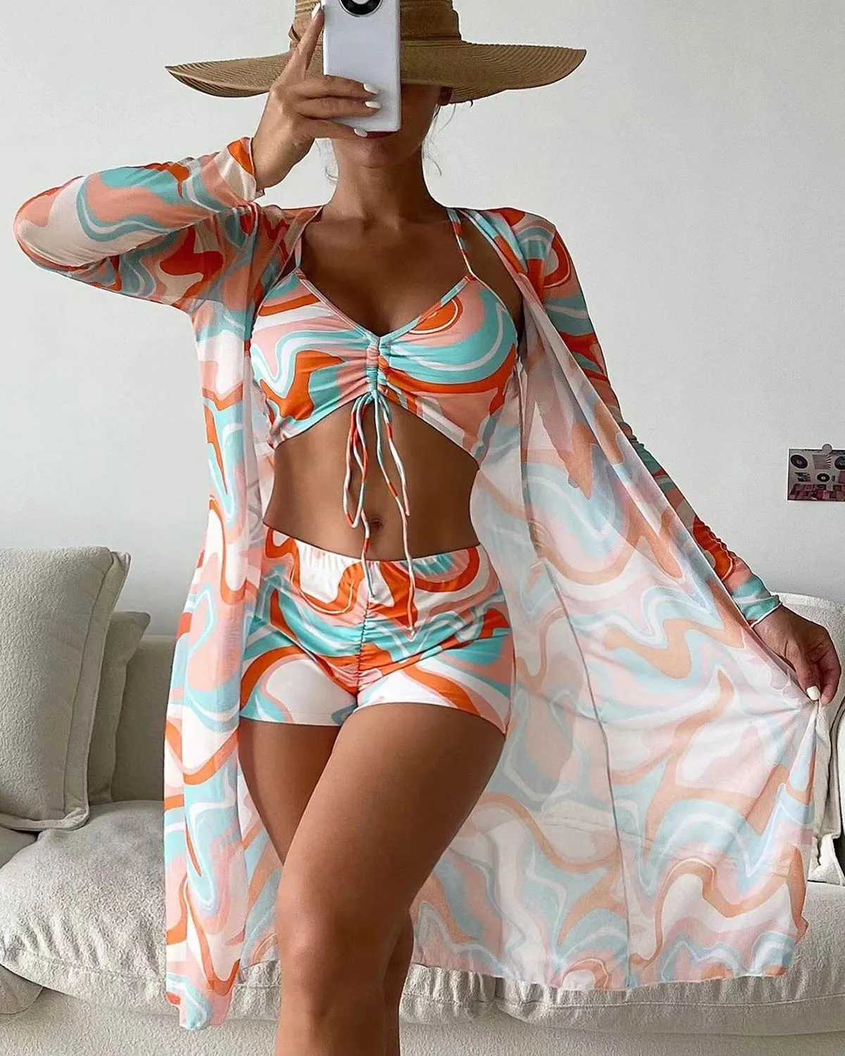 SLIM® TriFlex Geometric Swimsuit Set