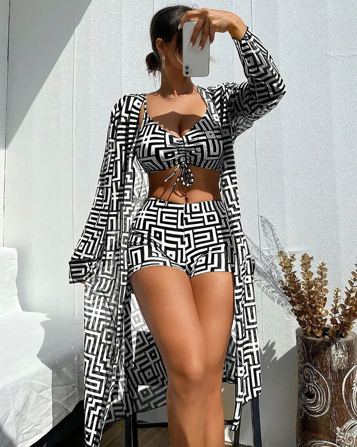 SLIM® TriFlex Geometric Swimsuit Set