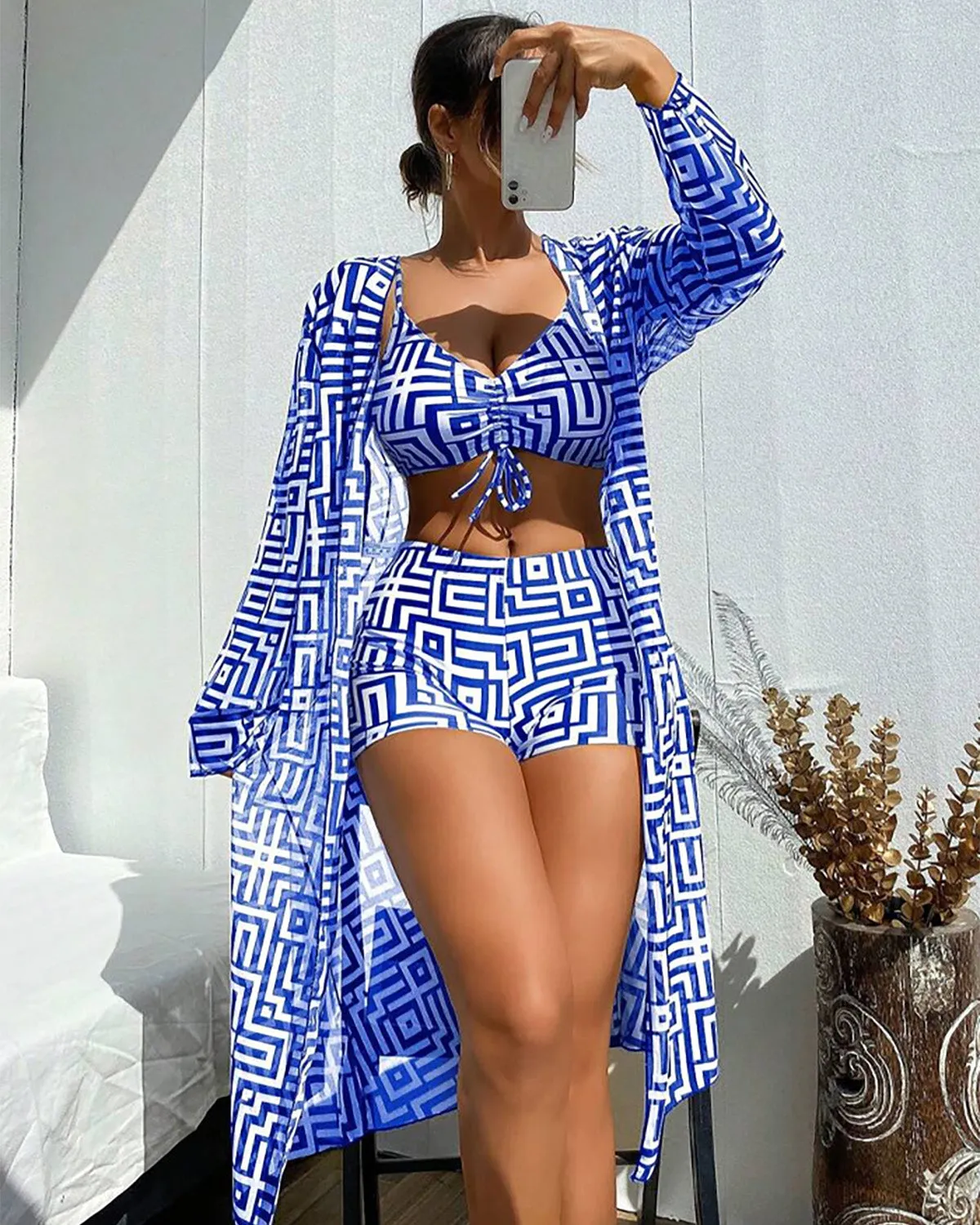 SLIM® TriFlex Geometric Swimsuit Set