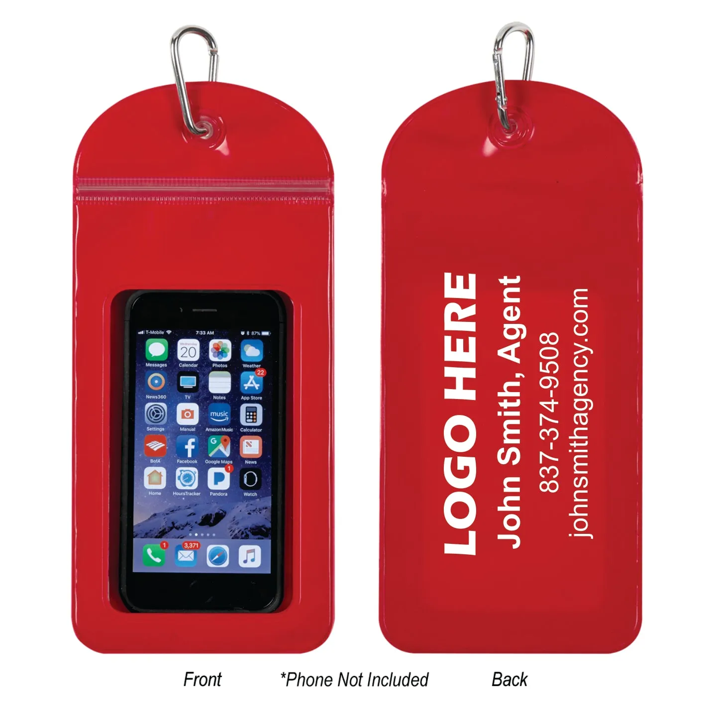 SPLASH PROOF PHONE POUCH WITH CARABINER