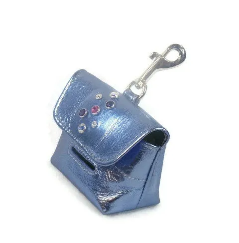 Stacy Leather Poop Bag Holder with Cluster of Handset Austrian Crystals