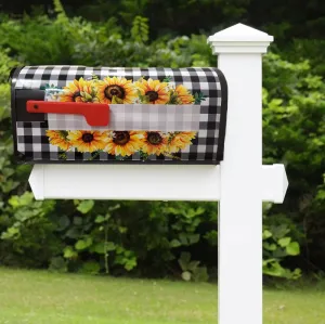 Sunflowers and Buffalo Plaid Mailbox Cover