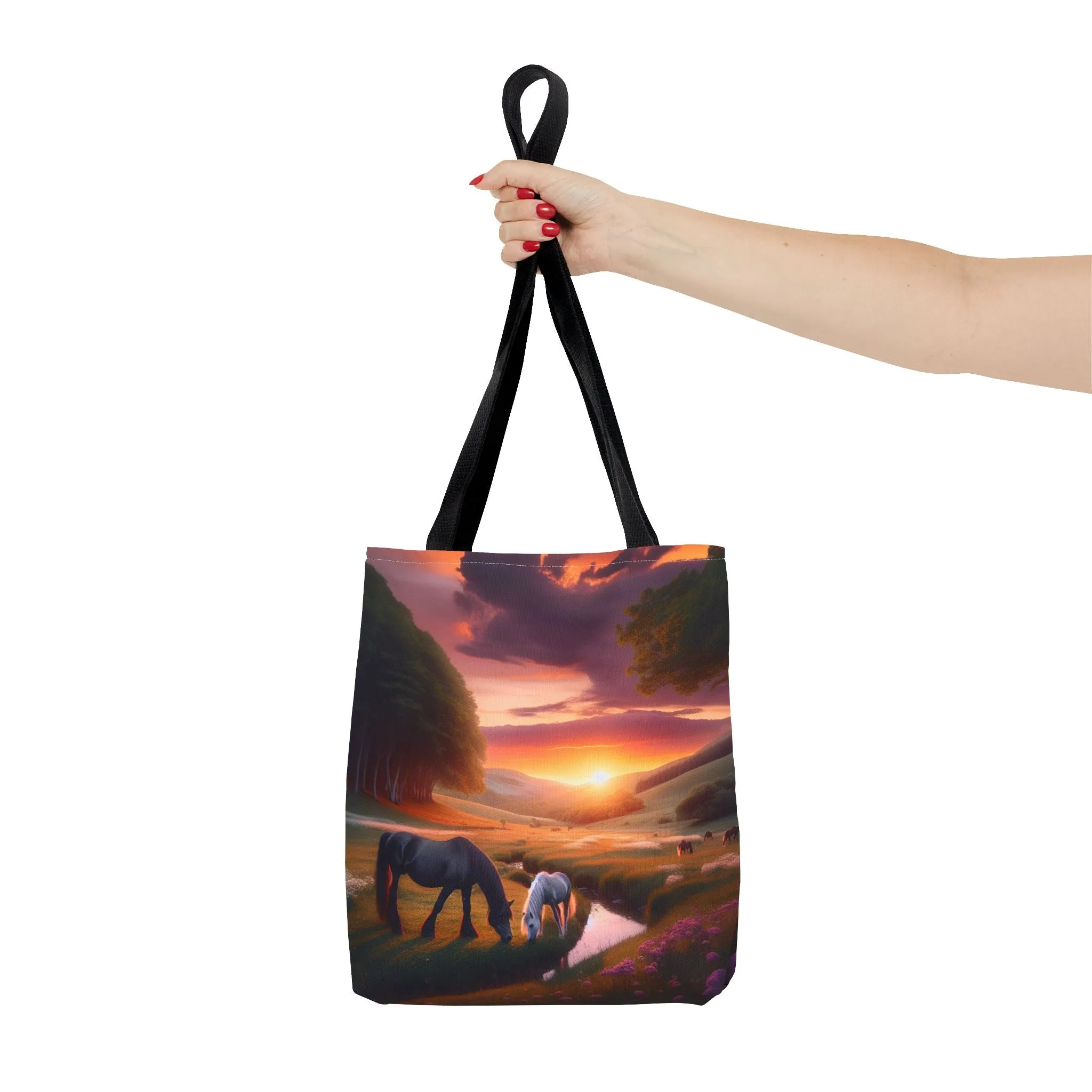 Sunset Horses Tote Bag | Nature Lover's Gift | Eco-Friendly Reusable Bag | Perfect for Travel, Beach, Shopping, and Events