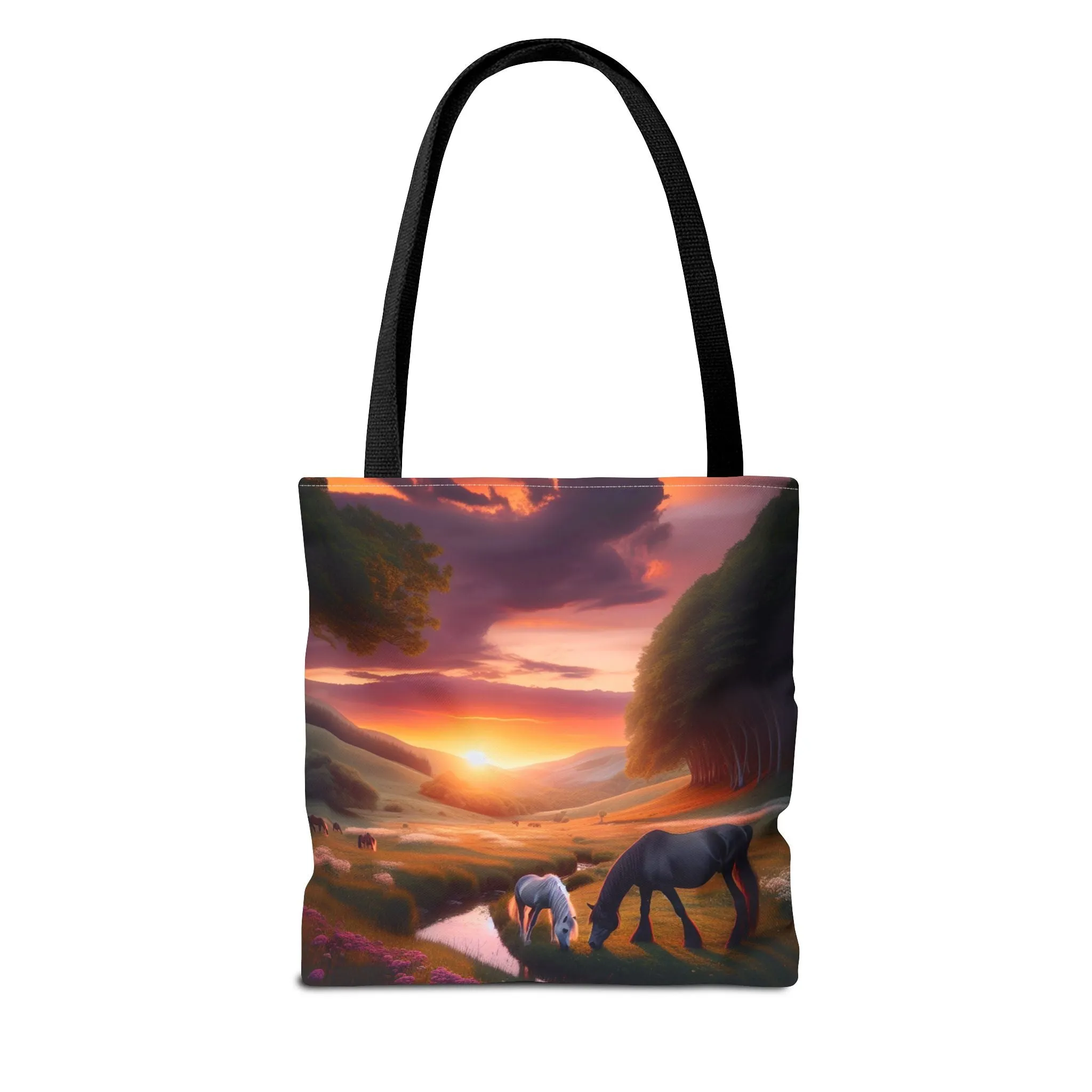 Sunset Horses Tote Bag | Nature Lover's Gift | Eco-Friendly Reusable Bag | Perfect for Travel, Beach, Shopping, and Events