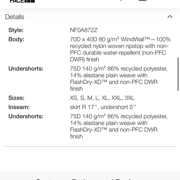 The North Face Spring Peak Hiking Skort Sz Large