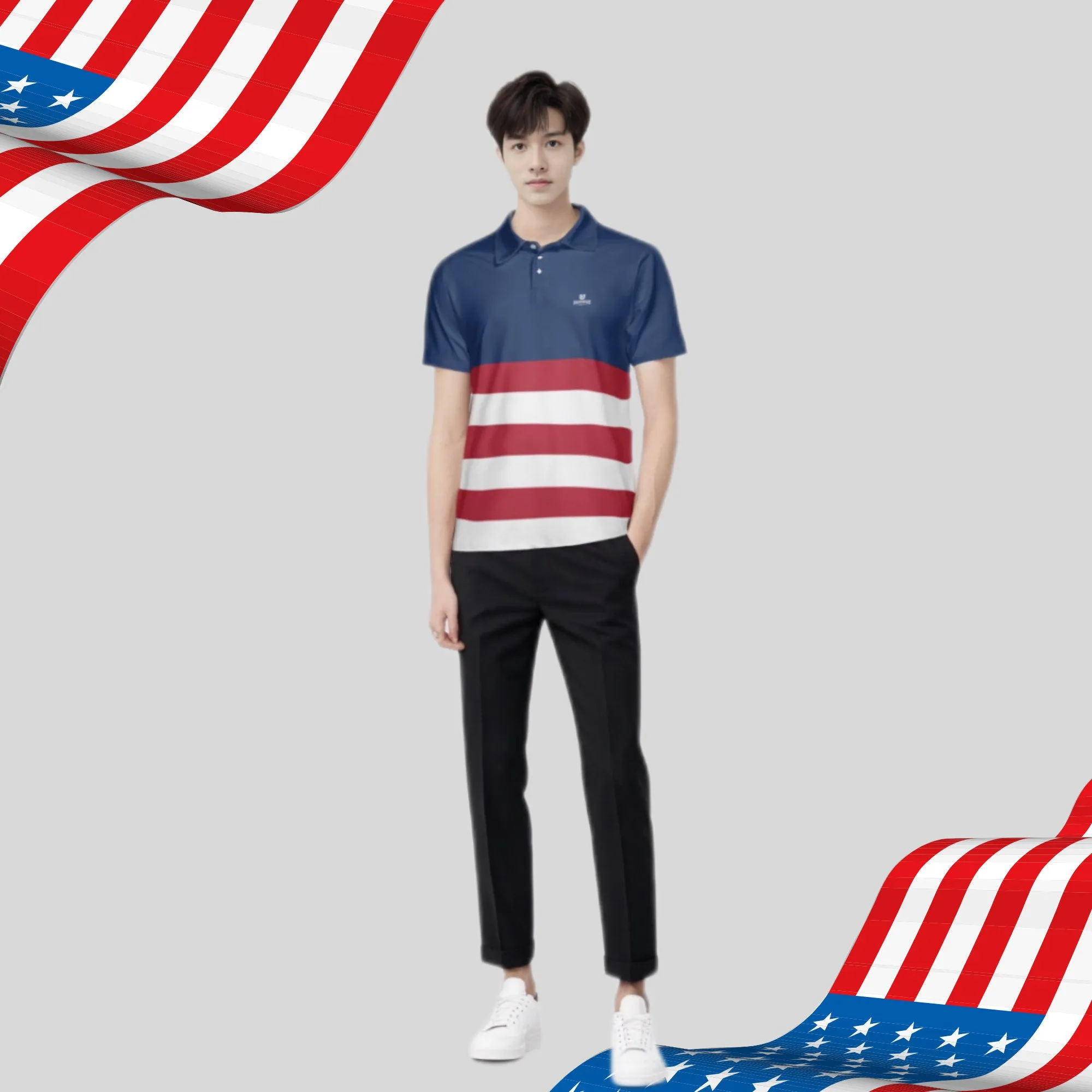 The Red White and Blue Golf polo