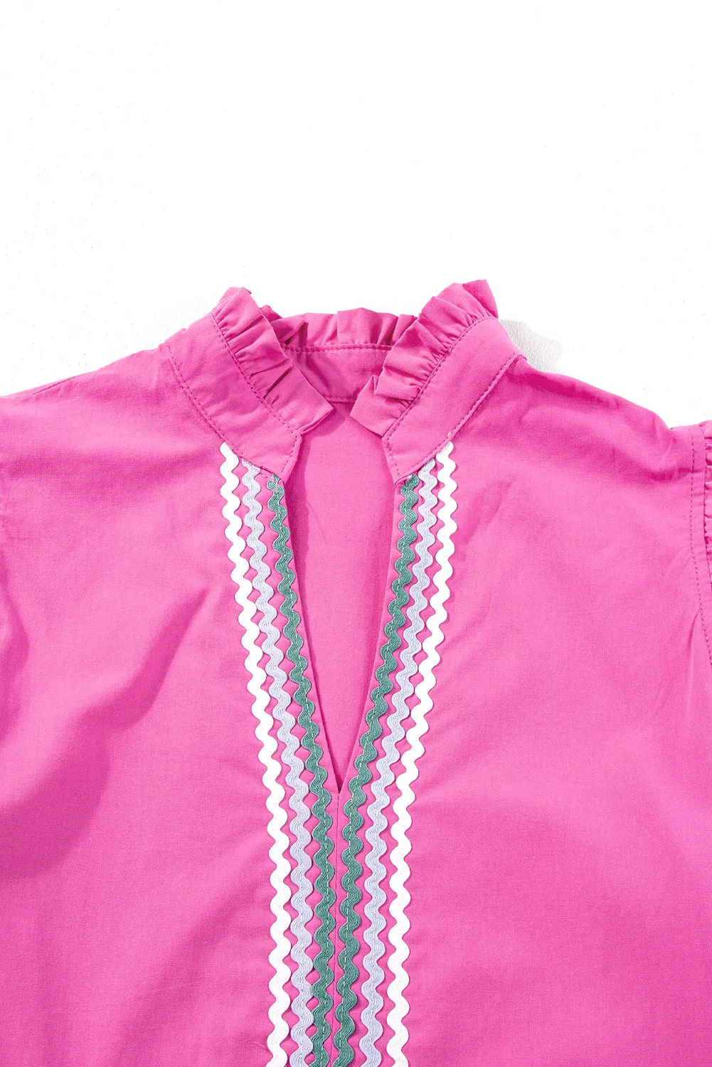 Tiered Mini Dress with Ric Rac Trim and Flutter Sleeves