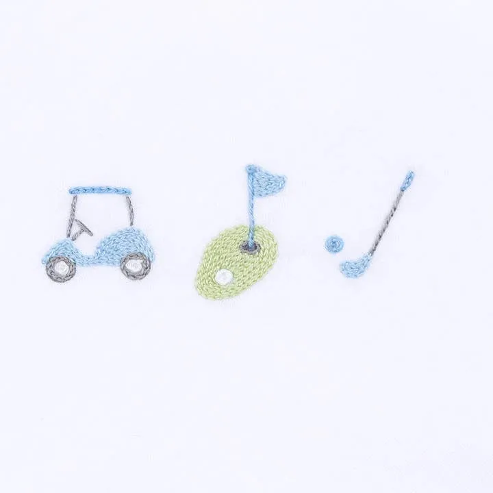 Tiny Tee Time Embroidered Burp Pad