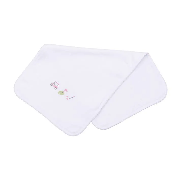Tiny Tee Time Embroidered Burp Pad