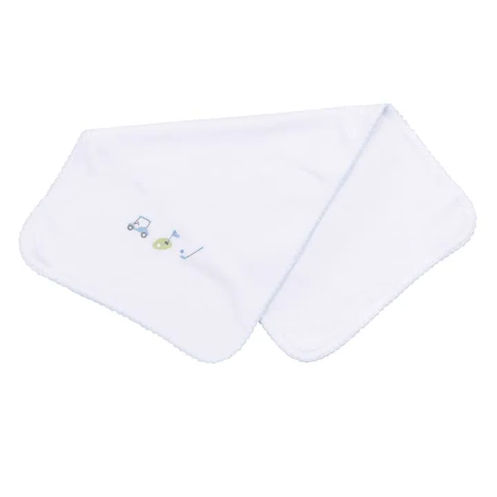 Tiny Tee Time Embroidered Burp Pad