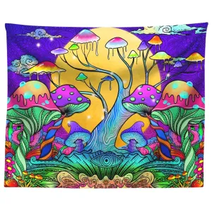Trippy Mushroom Tapestry Moon Hippie Art Colorful Abstract Tapestries Art Wall Hanging for Living Room Bedroom Home Dorm Decor