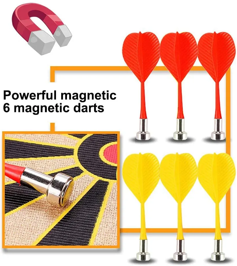 Two Sided Magnetic Dart Board, Roll-up Double Sided Dartboard Game Toy   6 Safety Darts   Darts Guide for Outdoor/Indoor Leisure Sports