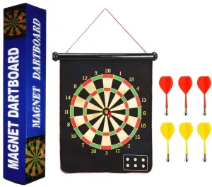 Two Sided Magnetic Dart Board, Roll-up Double Sided Dartboard Game Toy   6 Safety Darts   Darts Guide for Outdoor/Indoor Leisure Sports