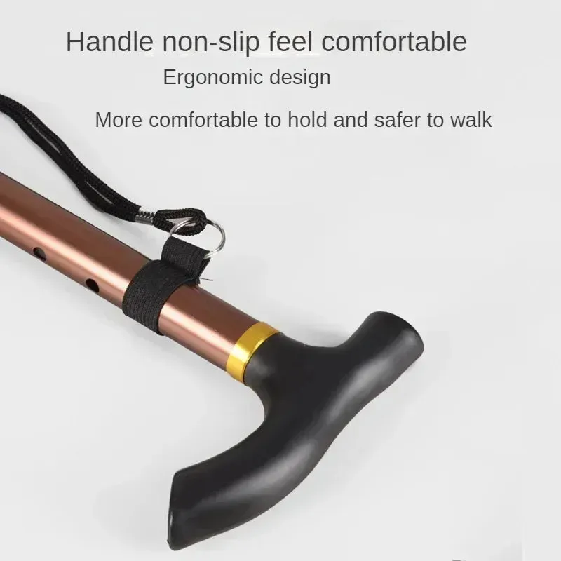 Unisex Aluminum Alloy Folding Cane Hiking Camping Mountaineering Poles Walking Stick Telescopic Baton Trekking Poles