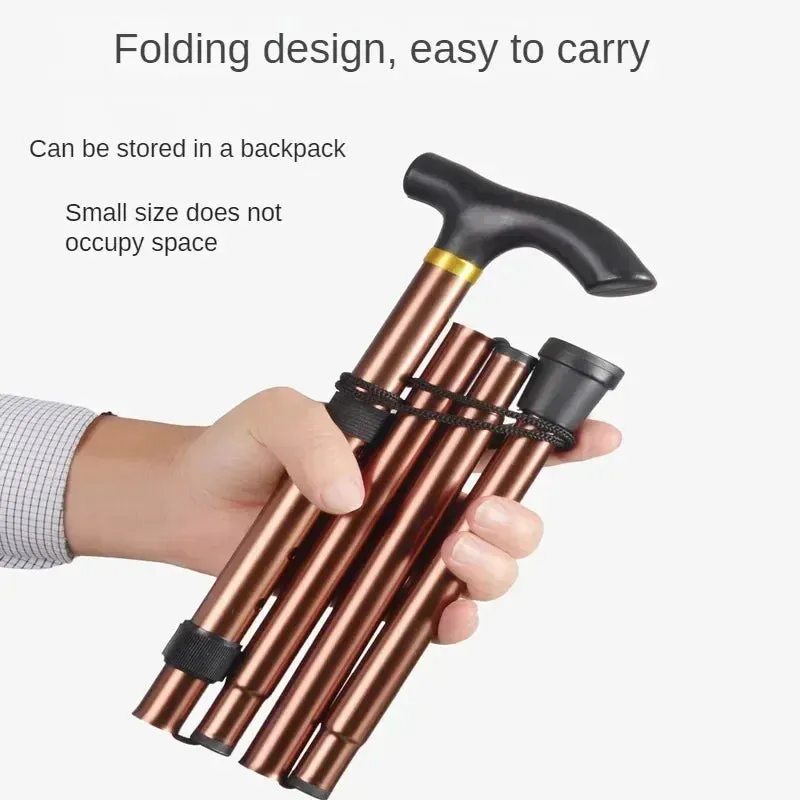 Unisex Aluminum Alloy Folding Cane Hiking Camping Mountaineering Poles Walking Stick Telescopic Baton Trekking Poles