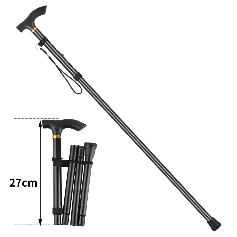 Unisex Aluminum Alloy Folding Cane Hiking Camping Mountaineering Poles Walking Stick Telescopic Baton Trekking Poles