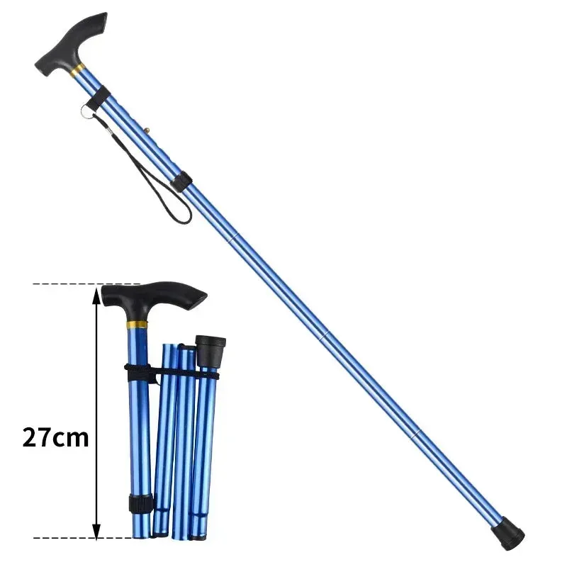 Unisex Aluminum Alloy Folding Cane Hiking Camping Mountaineering Poles Walking Stick Telescopic Baton Trekking Poles