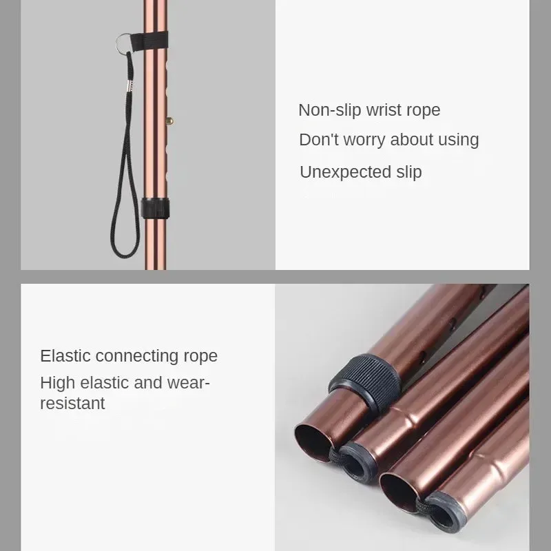 Unisex Aluminum Alloy Folding Cane Hiking Camping Mountaineering Poles Walking Stick Telescopic Baton Trekking Poles