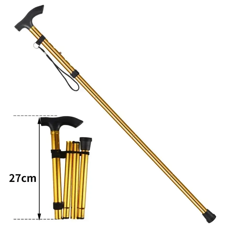 Unisex Aluminum Alloy Folding Cane Hiking Camping Mountaineering Poles Walking Stick Telescopic Baton Trekking Poles