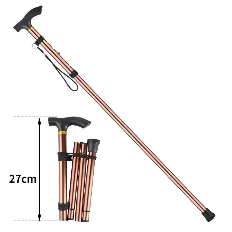 Unisex Aluminum Alloy Folding Cane Hiking Camping Mountaineering Poles Walking Stick Telescopic Baton Trekking Poles